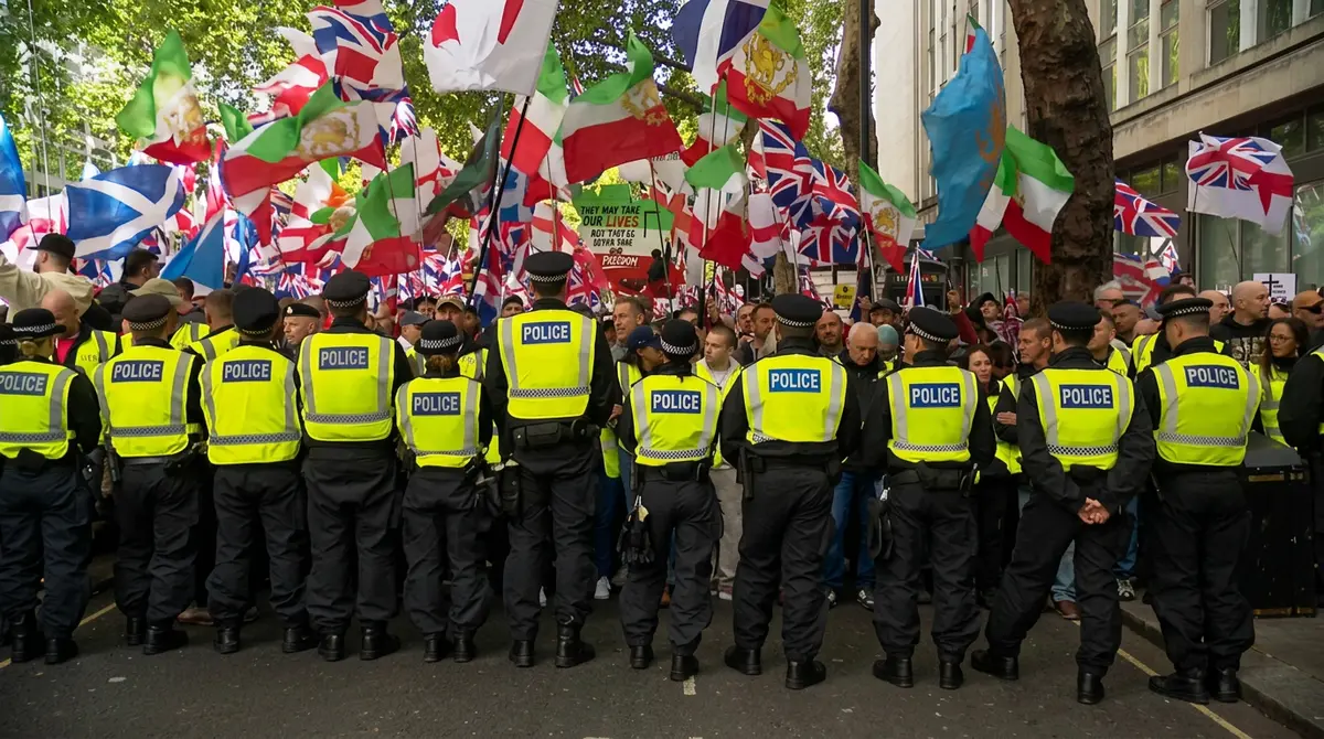 Metropolitan Police officers at London rally
